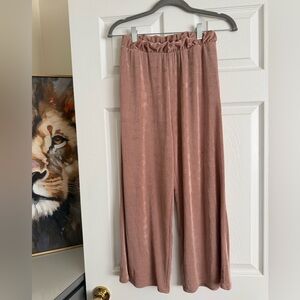 Topshop Dusty Rose Wide-Leg Velvet Pants